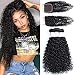 9A Brazilian Virgin Curly Hair 3 Bundles with Closure (10 12 14 +10, Free Part) 100% Unprocessed Brazilian Kinky Curly Human Hair Weave with Closure Thick Ends