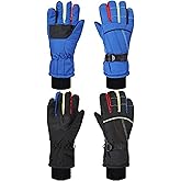 Hicarer 2 Pairs Kids Waterproof Winter Gloves Snow Gloves for Boys Girls Child Toddler Warm Ski Gloves for Cold Weather