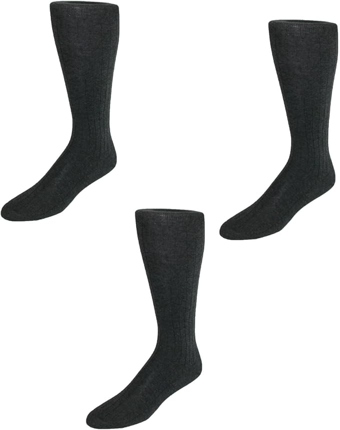 Vannucci Men's Cotton OTC Dress Socks (Pack of 3), Charcoal at Amazon
