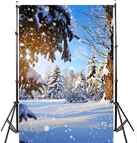 5X7ft Winter Snow Frozen Tree Photography Backdrop New Year Background Studio Prop