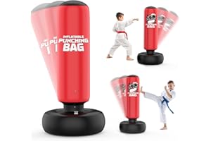 Finditop Punch and Kick Punching Bag for Kids, Active Kids Workout Exercise Boxing Game. Durable Inflatable Punching Bags Kids Birthday Gifts for Small Boys&Girls, Red,Blue