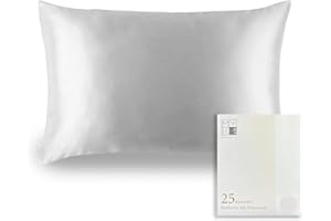 MYK Pure Natural Mulberry Silk Pillowcase, 25 Momme with Cotton Underside for Hair & Skin, Oeko-TEX, French Grey, Queen