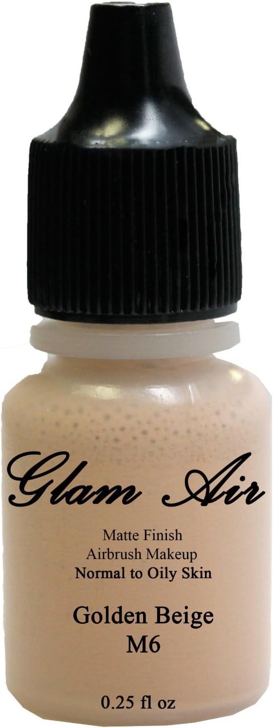 Glam Air Airbrush M6 Golden Beige Matte Foundation Water-based Makeup (994) (Ideal for Normal to Oily Skin) (0.50 oz)