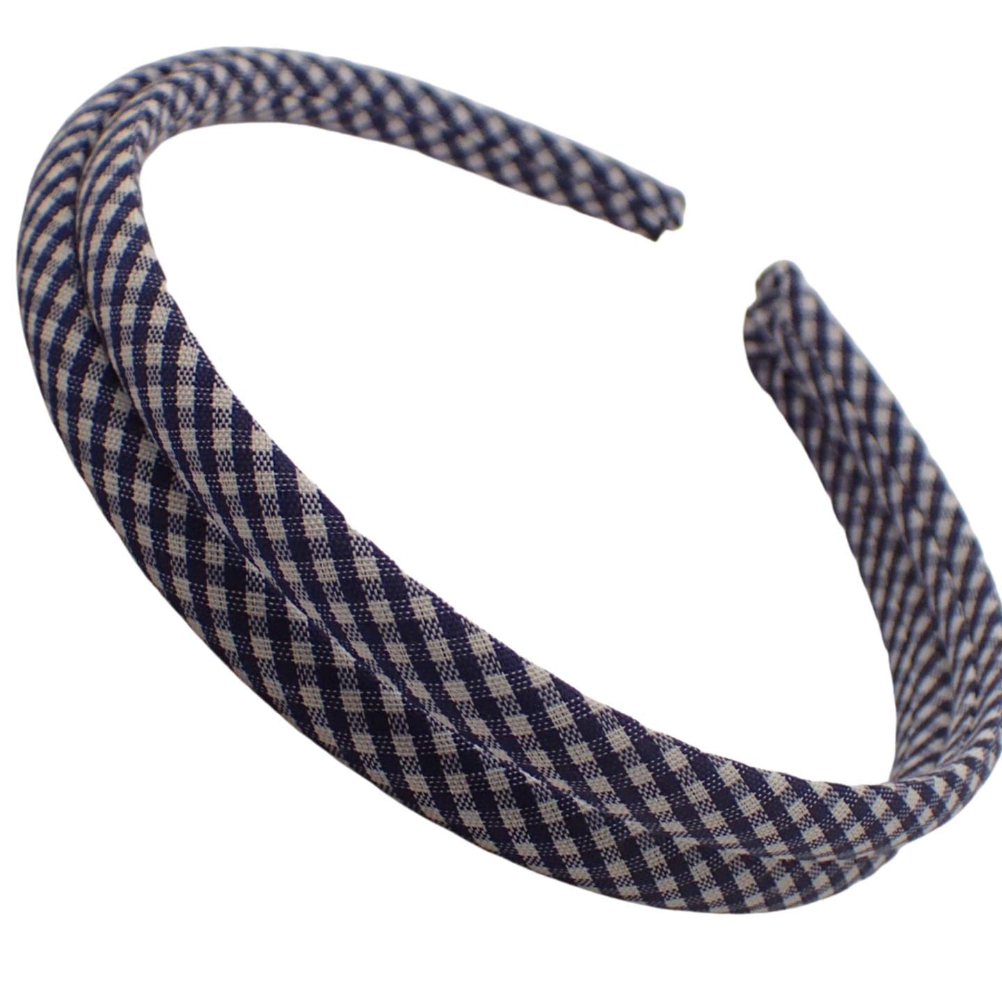 Topkids Accessories 2pcs 1cm Gingham Alice Band, Girls Headbands for School, Cute School Accessories for Girls, Pretty Coloured Checkered Style, Girls School Hair Accessories (Navy) — image 1