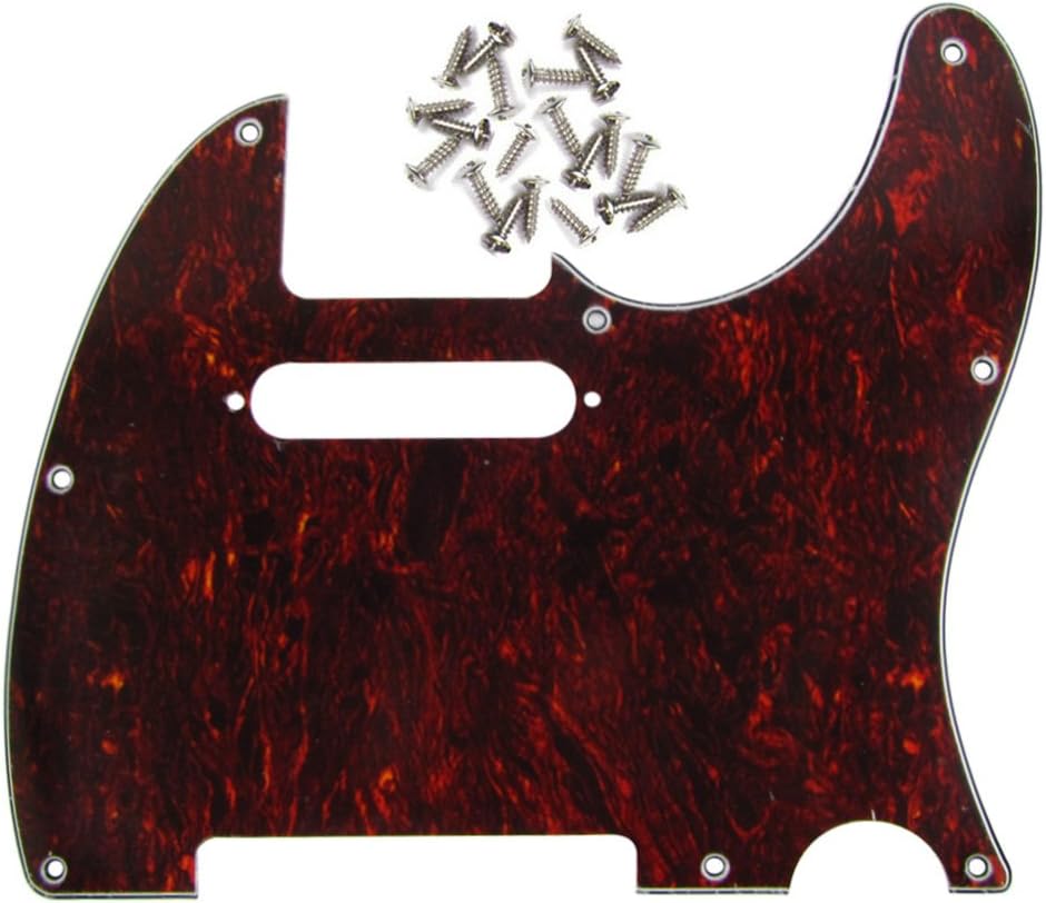 FLEOR 8 Hole 4Ply Red Tortoise Shell TL Pickguard Single Coil Neck Hole Cut Guard Plate with Mounting Screws for U.S./Mexican Standard TL TE Plate Replacement