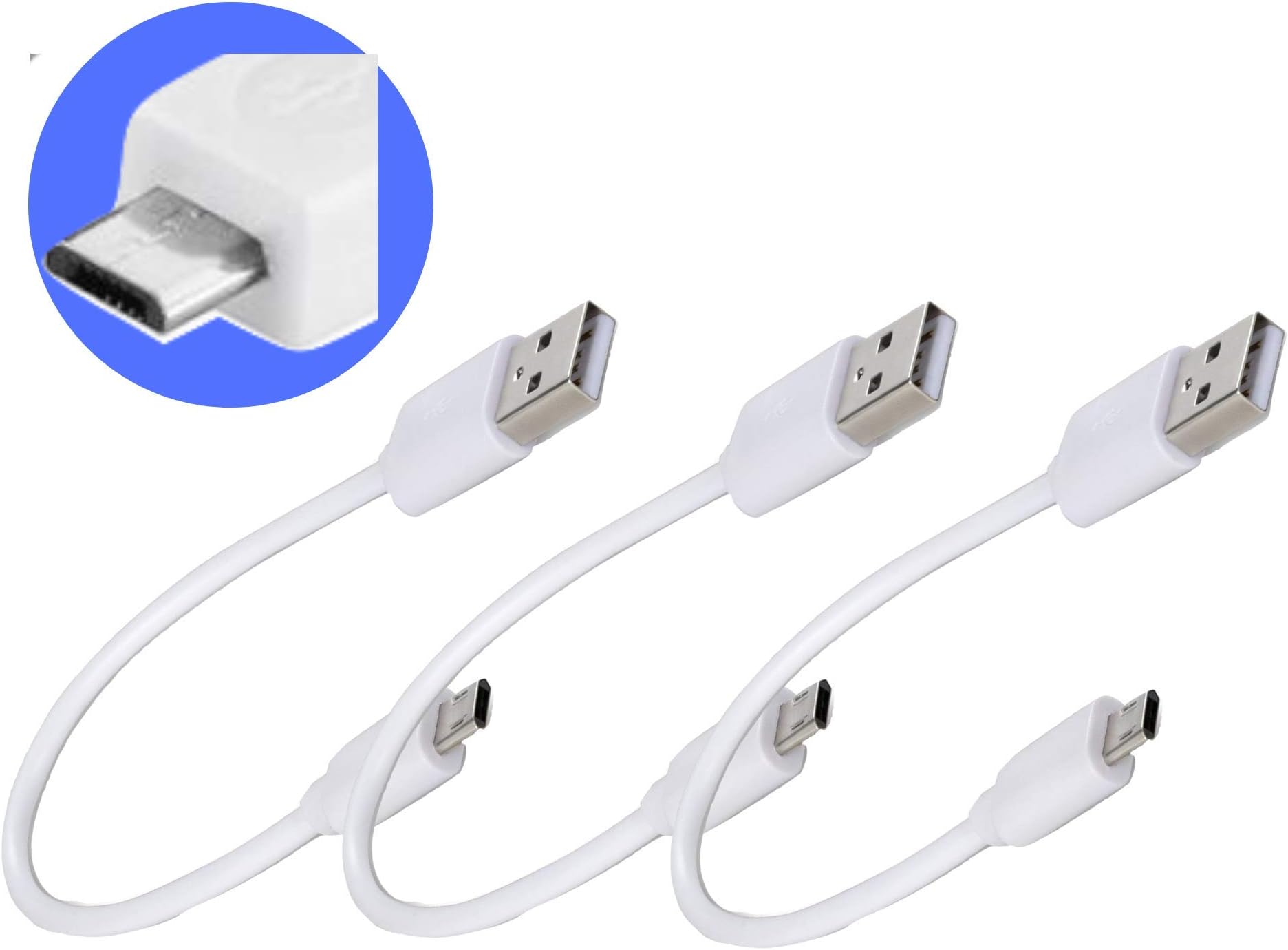 [3pack][6-inches] Micro USB Charger Cables for Android Devices