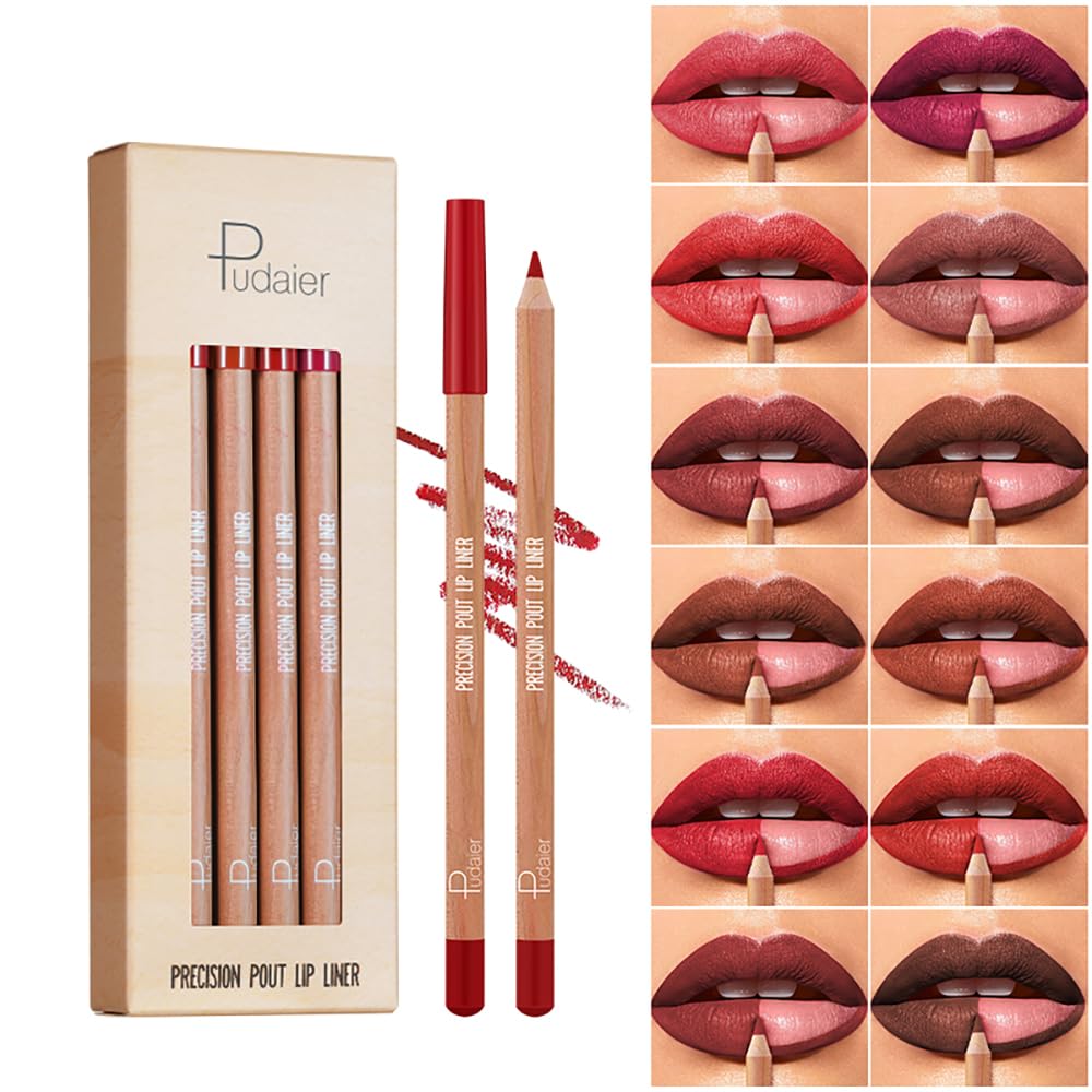 Sitovely 12 Colours Lip Liner Pencil Set, Long Lasting Lip Liner Pen, Non-Stick Cup, Creamy and Anti-Smudge Formula, Smooth Texture Matte Lip Liner Gift Set (red, M)