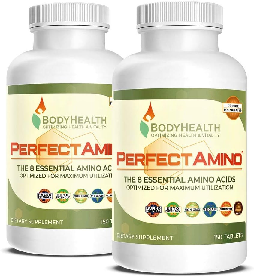 BodyHealth PerfectAmino Tablets (1PK), All 8 Essential Amino Acids with BCAAs + Lysine, Phenylalanine, Threonine, Methionine, Tryptophan, Supplement for Muscle Mass Production, Recovery & Strength: Health & Personal Care