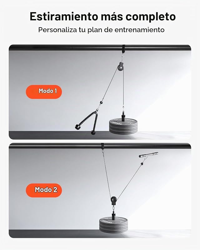 Sistema de polias de carga de 127 kg, conjunto de polias do ginásio doméstico com 2 cabos de aço, barra curta de 39,5 cm, corda para tríceps, treino de braços para bíceps, ombros, costas