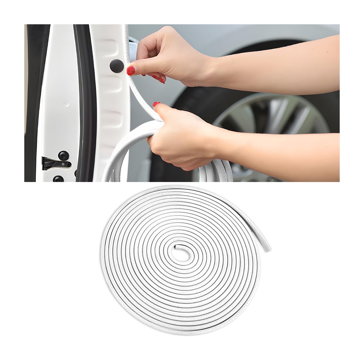 Photo 1 of Osilly Car Door Edge Guards, 16Ft Rubber Seal Car Door Edge Trim, U Shape Door Edge Protector Guard, Aluminum Weather Proofing Automotive Door Edge Molding Protection for Most Car (White)