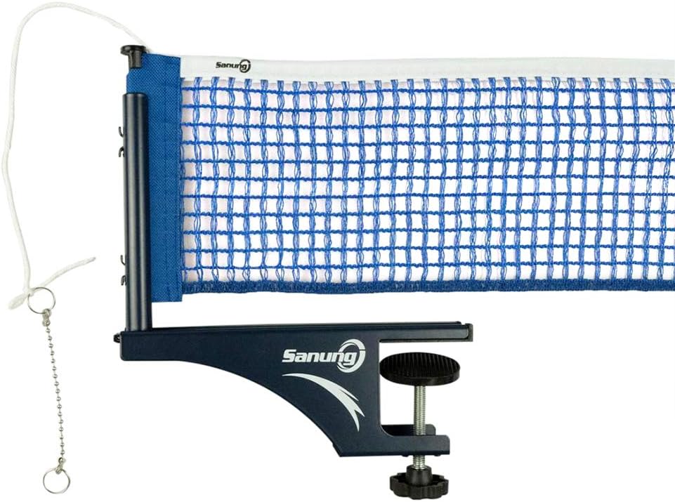 Sanung S405 Table Tennis Net and Post Set, Thickened Folding Table Tennis Cotton Net and Post Kit with 2 Bead Chains Measuring Net Ruler Ping Pong Table Net for Any Standard Table Indoor Outdoor, Blue : Sports & Outdoors