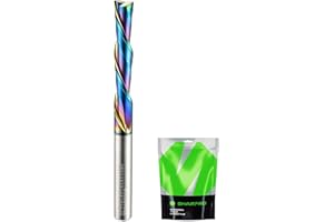 Sharpro 1/4 Downcut Router Bit 1/4 Shank, Spiral CNC Router Bits with Coating, Down Cut Carbide End Mills for Woodcraft, Engr