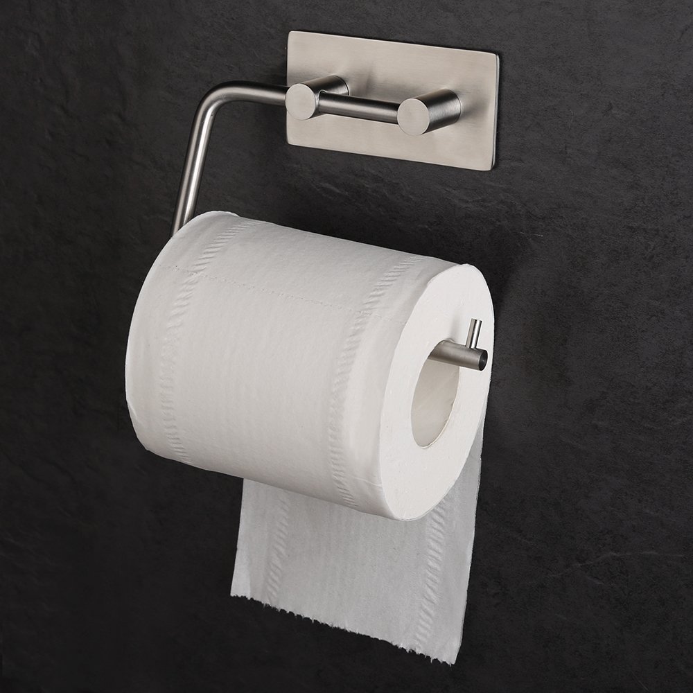 HOMEIDEAS Self Adhesive Toilet Paper Roll Holder Stick On Sticky Tissue