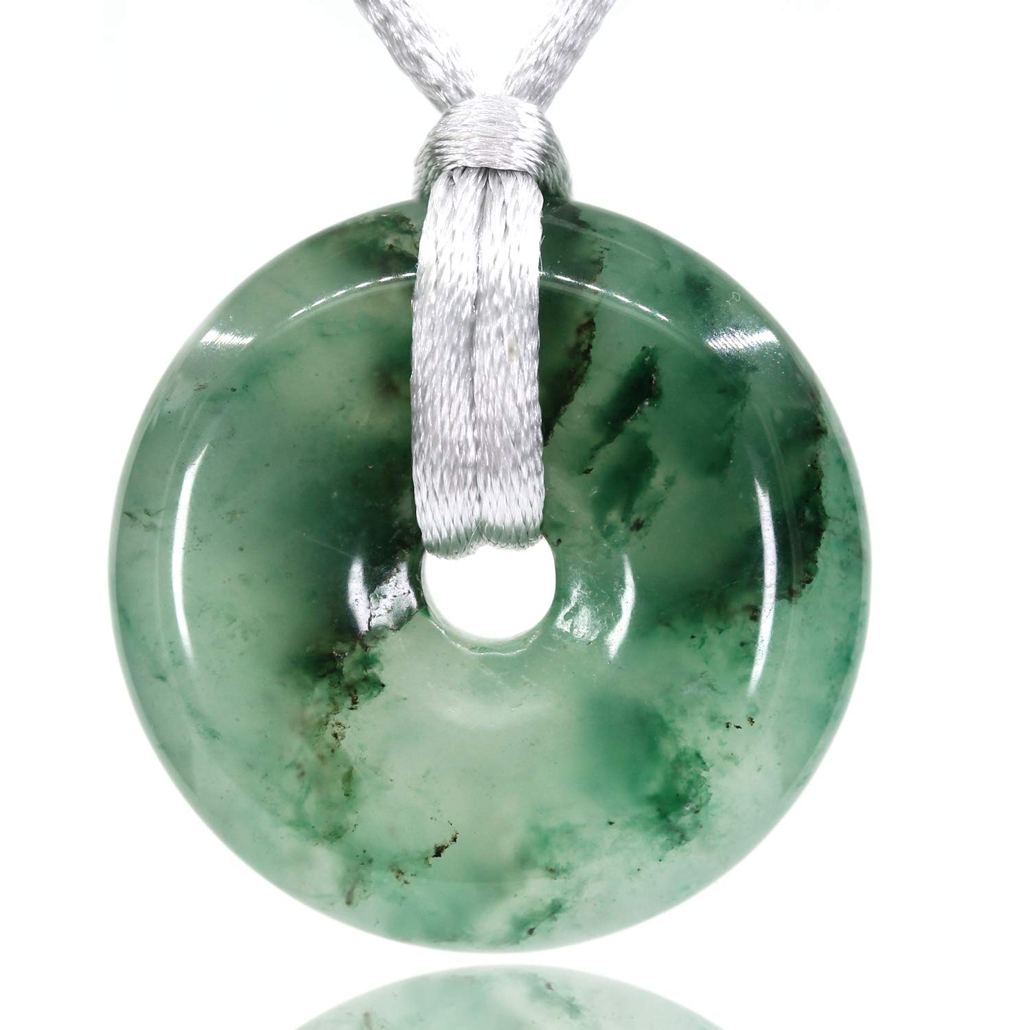 CHENYUE Natural Green Chacedony Gemstones Peace Donut 30M Beads Adjustable Braided Macrame Tassels Pendant Unisex