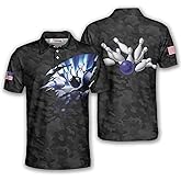 PRIMESTY Bowling Shirts for Men, Short-Sleeve Bowling Jerseys for Team, Bowling Men's Polo Shirts