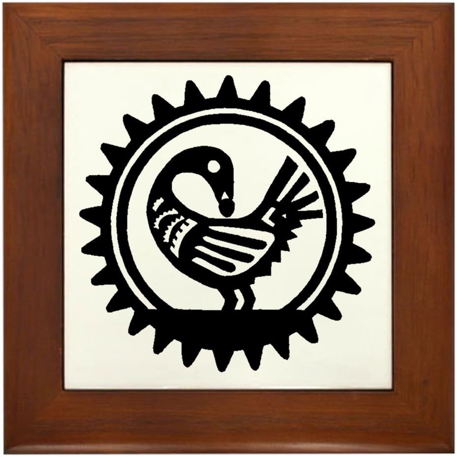CafePress Sankofa Bird Framed Tile Framed Tile, Decorative Tile Wall Hanging