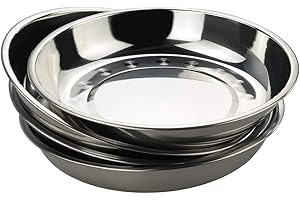 HOMMP Stainless Steel Camping Plate Round Plate, 10.1-Inch Diameter (Pack of 4)