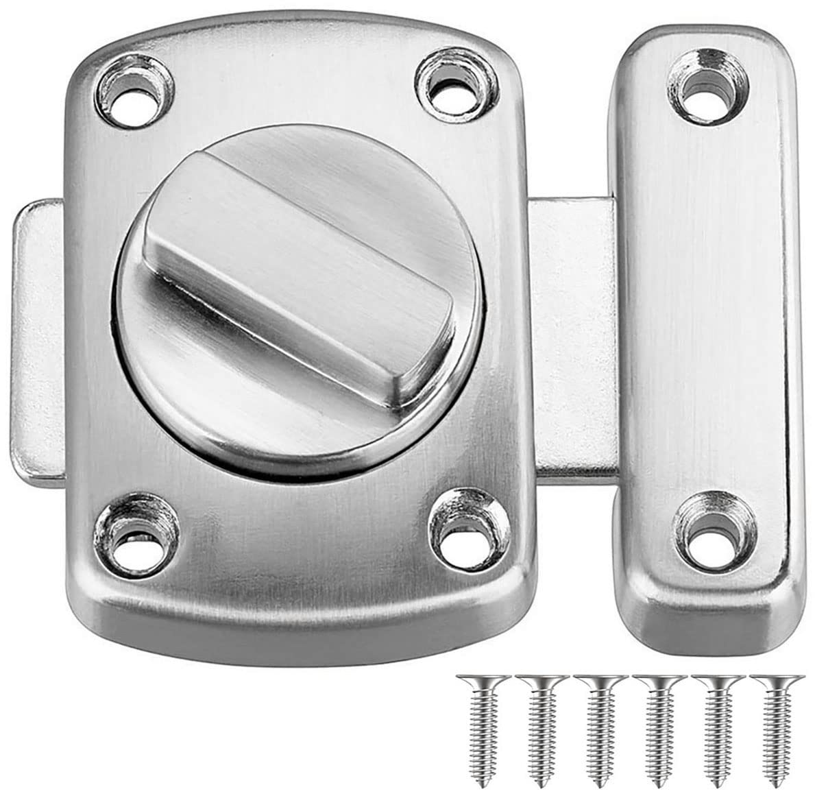 Litensh Bathroom Door Bolt Lock Toilet Door Latch Rotate Bolt Gate Slide Latch Stainless Steel Door Locks Brushed Safety Cabinet Slide Lock Latches Silver 55MM