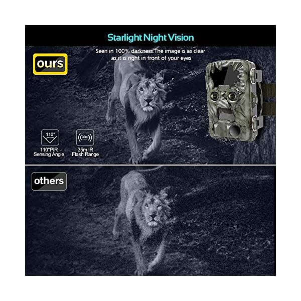 Outdoor-Trail-Kamera, 4 K, 20 MP, 170 Grad Weitwinkel, Sternenlicht, Nachtsicht, Jagdkamera, Bewegungsaktivierung… – Bild 7