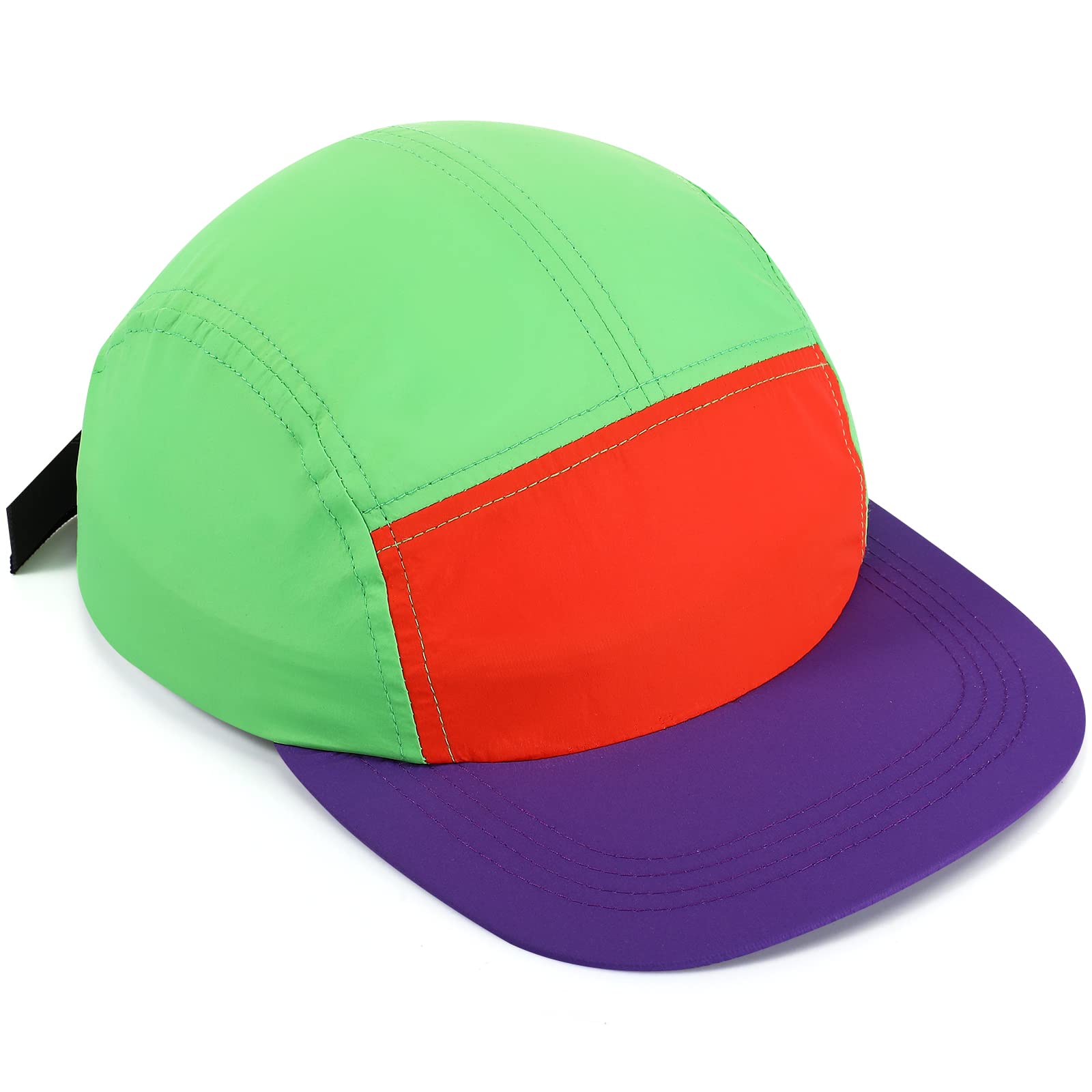 Cindeer 80s 90s Neon Hat Nylon Cap Retro Adjustable Cap for Women Men 80s Costumes Accessories 90s Theme Party (Neon Purple Brim)