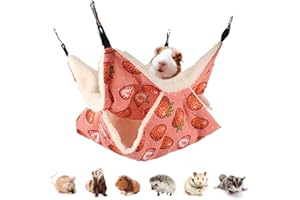 LEFTSTARER Rat Ferret Hammock Toy and Cage Accessories for Guinea Pig Hamster Rat Sugar Glider Ferret Parrot to Hide Sleep Play (Strawberry)