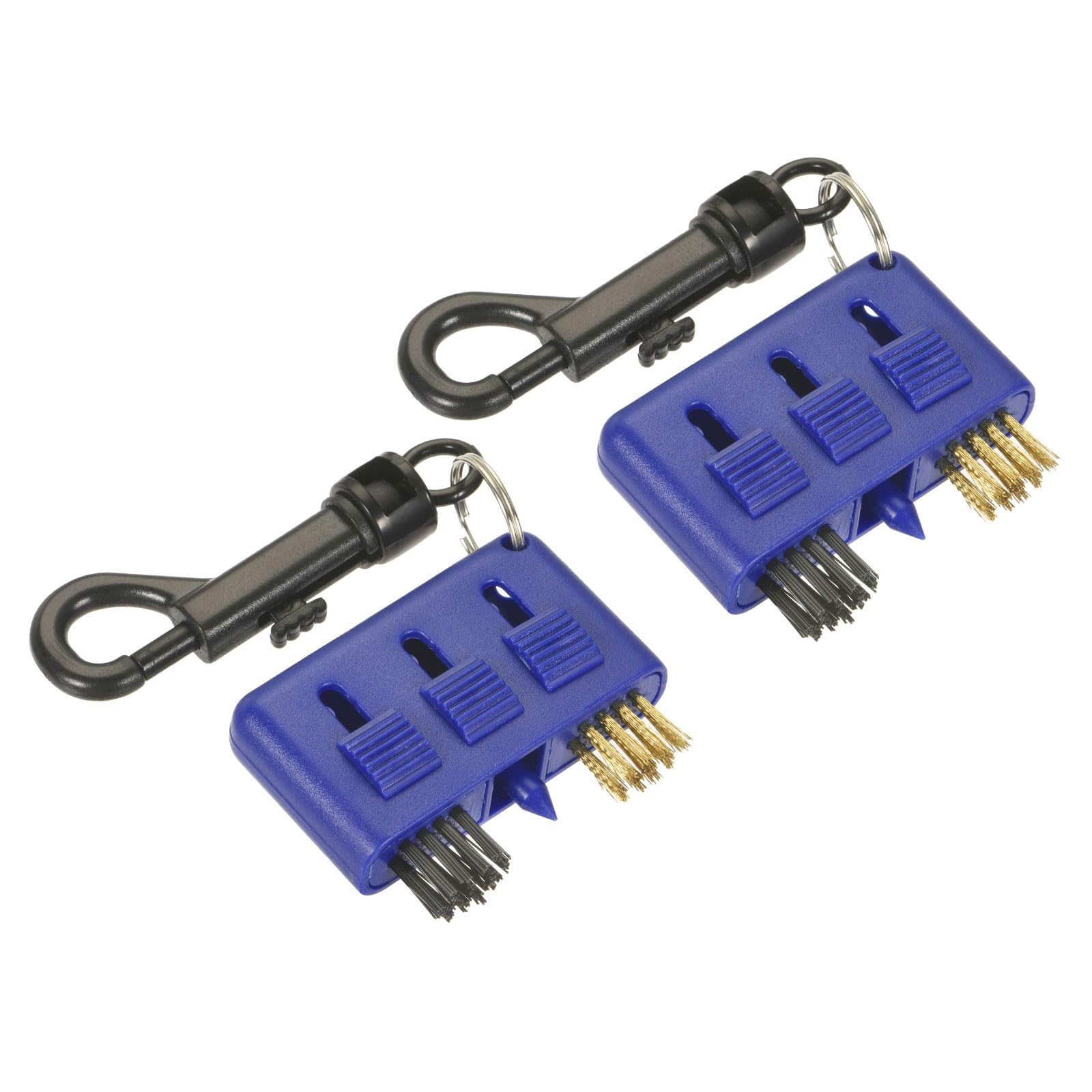 M METERXITY 2 Pack Golf Club Brush - Golf Club Groove Cleaner 3 in 1 Bristle Head Cleaning Tools with Clip, Retractable, Apply to Outdoor (Blue)