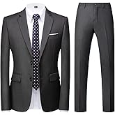 KUDORO Mens Suits Slim Fit 2 Piece Formal Two Button Single Breasted Tuxedo for Men Wedding Casual Business Jacket Pants