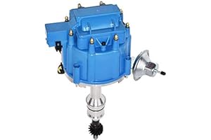 A-Team Performance HEI 8-Cylinder Distributor - Blue Cap & One-Wire Installation - 65K-Volt Coil Spark to 7,500 RPM - Compatible with Big Block Ford 351C, 351M, 400M, 429 & 460