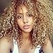 Mersi Wigs for Black Women Short Hair Curly Fluffy Afro Kinky Wigs Blonde and Brown Synthetic Wig Heat Resistant Natural Looking 18 Inch with Wig Cap S016