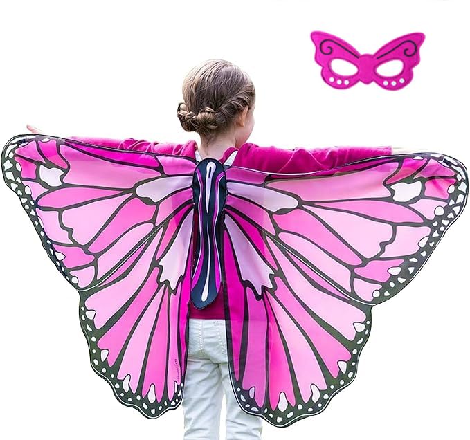 AffeGifts Butterfly Wings Kids, Large Butterfly Cape for Girls Butterfly Costume Wings Fancy Princess Cloak Shawl Halloween Dress Up for 4-10 Yeas Old — image 1