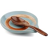 VanlonPro Ceramic Spoon Rest, 5 Inch, Grey & Gold