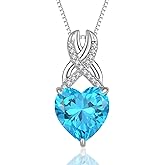 EJARY Heart Birthstone Necklace for Women 925 Sterling Silver Zirconia Pendant Infinity Love Necklaces Anniversary Birthday Mothers Day Jewelry Gifts for Mom Wife Lover Friend