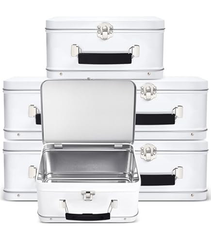 Metal Storage Box With Lock 8.1x5.9x3.9" - Sturdy Tin Box For Food, Toys, Souvenirs & Collections