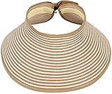 TAUT Women's Roll up Wide Brim Straw Hat Visor with Bow