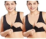 CHJM Women's Zip Front Sports Bra Wireless Post-Surgery Bra Active Yoga Sports Bras