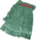 AmazonBasics Loop-End Synthetic Commercial String Mop Head, 1.25 Inch Headband, Medium, Green, 6-Pack