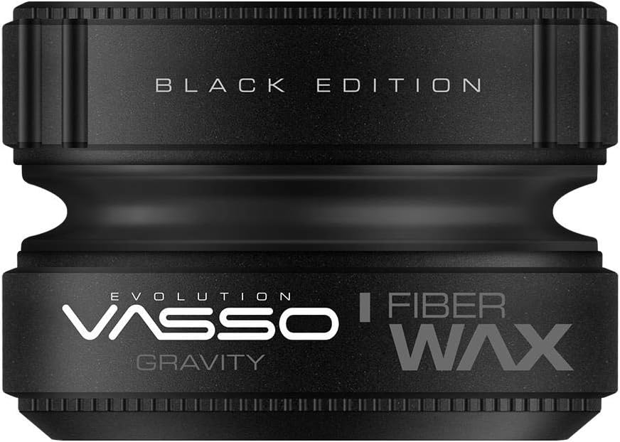 VASSO Black Edition Fibre Hair Wax, Black, 150 ml - Textured Styling Wax for Men Barber & Home Use, 150 ml (Pack of 1)