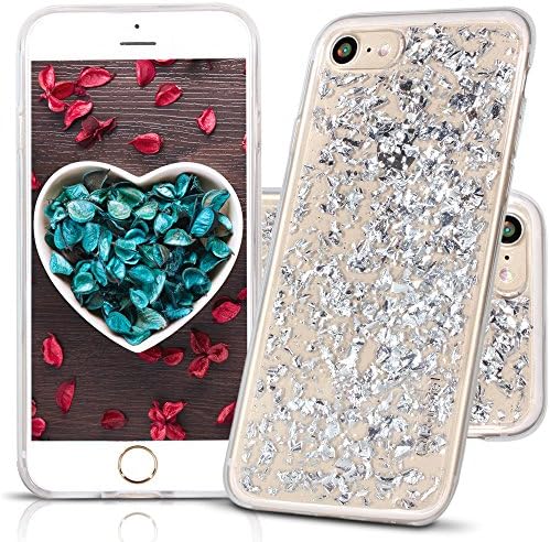 RareTel iPhone 7 iPhone 8 Clear Glitter Case - Bling Design Foil Embedded Soft TPU Transparent Cases For Girls &amp; Women - Protective Bumper Case Raised Bezel Save Phone from Scratches &amp; Accidents