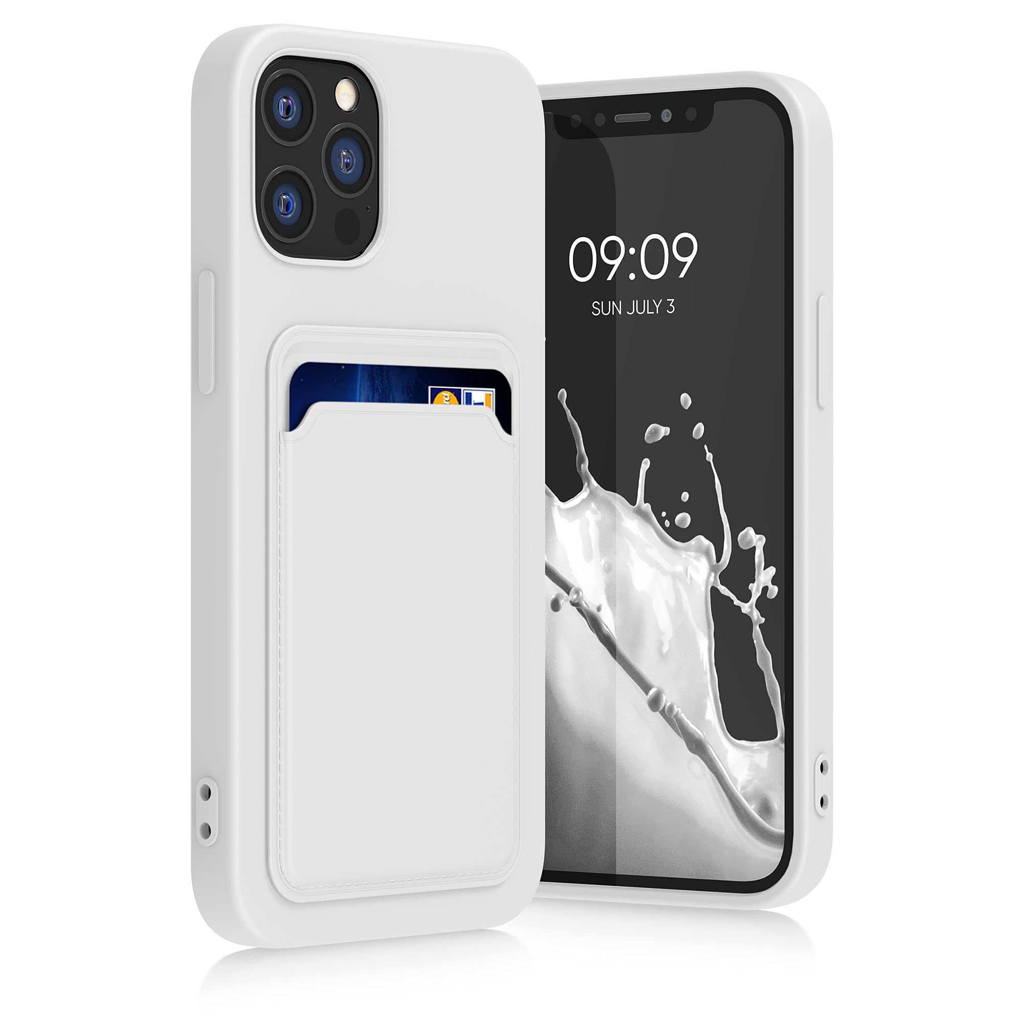 kwmobile Case Compatible with Apple iPhone 12 / iPhone 12 Pro Case - TPU Phone Cover with Credit Card Holder - White Matte — image 1