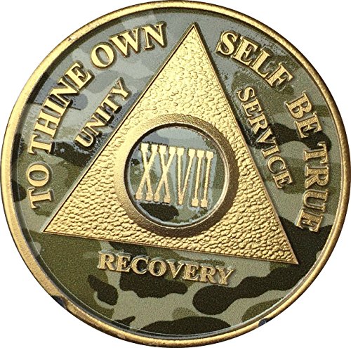 27 Year AA Medallion Camo Gold Plated Anniversary Chip Camouflage Color