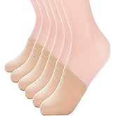 MANZI Women's 6 Pairs Non-Skid Toe Topper No Show Liner Socks