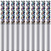 1/8" Carbide Square End Mill for Aluminum Copper Applications, 3-Flute,1/8" Cutting Diameter,DLC Coating, CNC Router Bits, End Mill Bits, U-Type Design, 10-Pack (3.175 * 3.175 * 15mm)