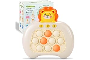 HLXY Fast Push Pop Game It Fidget Toys Pro for Kids Adults, Handheld Game Machine, Squeeze Poppet Sensory Electric Quick Push Bubble Toy, Birthday Gifts for Boys Girls Teens （Lion）