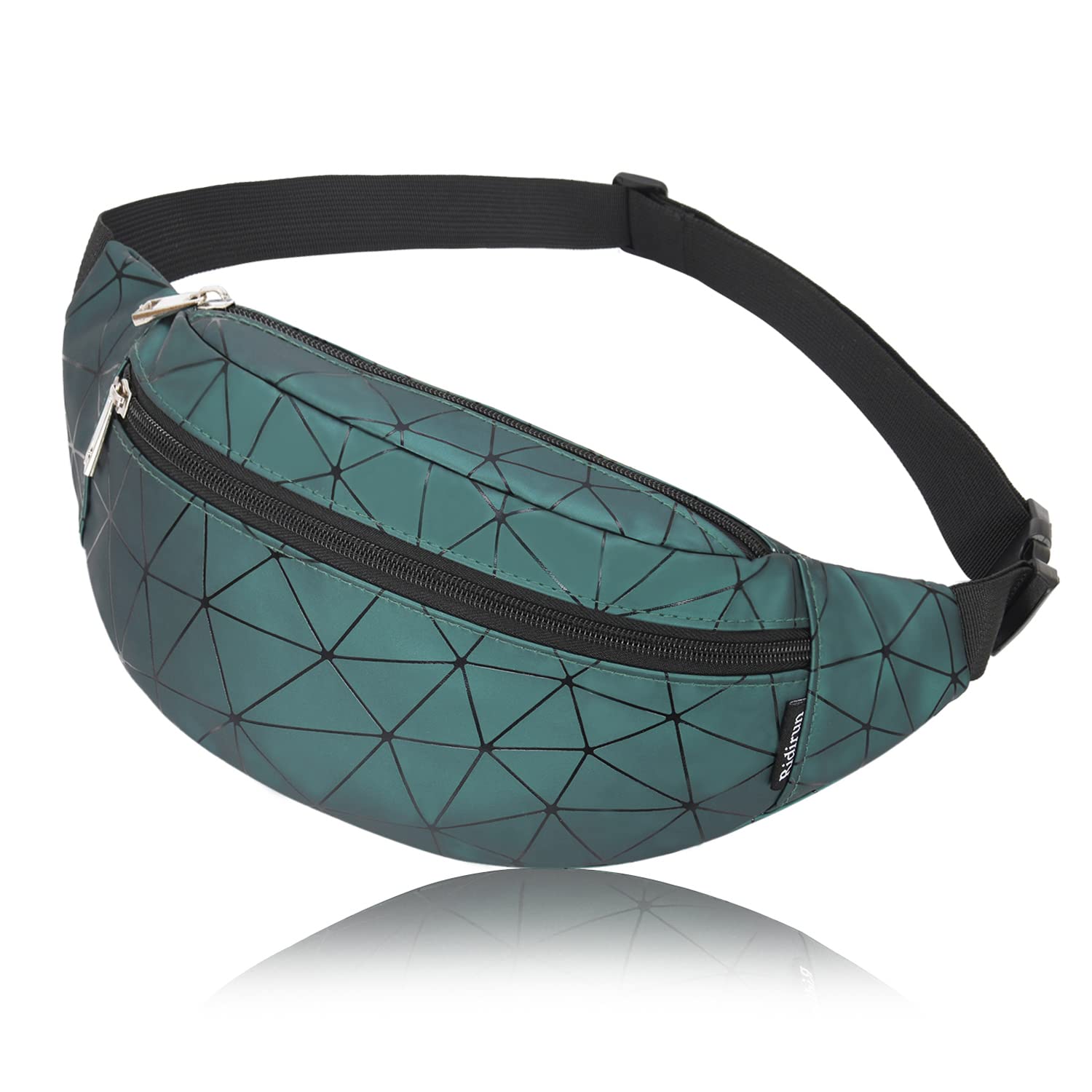 Bumbags Fashion PU Leather Shiny Fanny Packs for Women Waterproof Waist Bag for Ladies Running Walking Hiking Shopping Travel Belt Bags Money Hip Pouch Pack (DarkGreen)