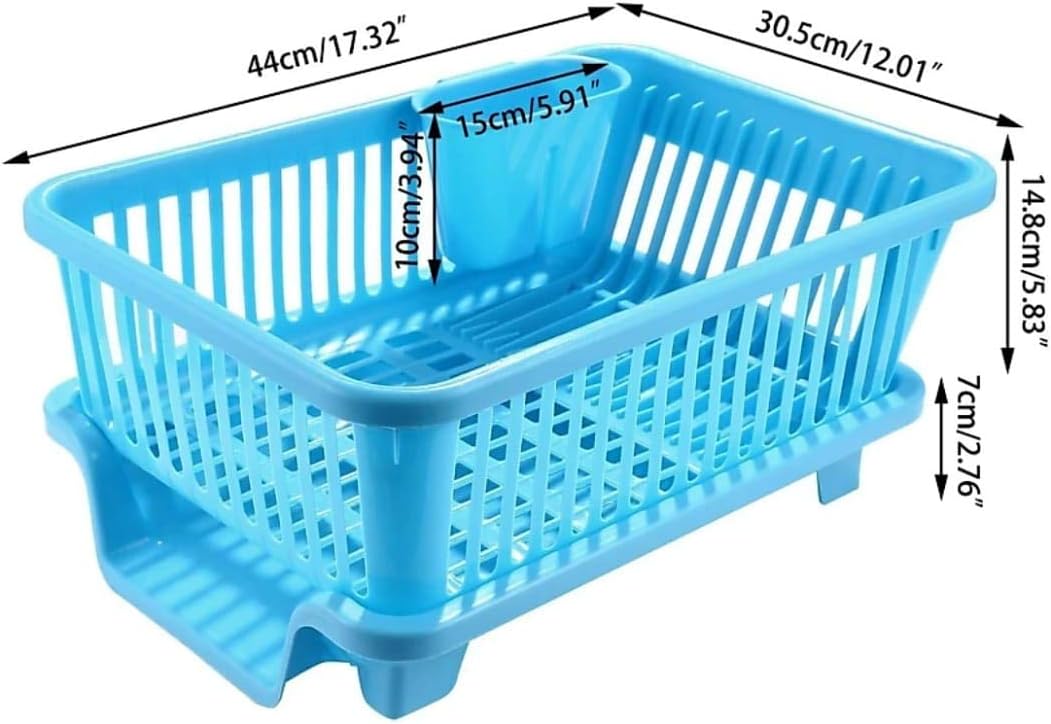 HomeUse 3-in-1 Hard Plastic Kitchen Sink Dish Drying Rack (Multicolour)