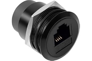 QIANRENON RJ11 Embedded Threaded Fixed Mount Adapter CAT3 RJ11 6P4C Female to Female Panel Mount Connector,Connecting Telepho