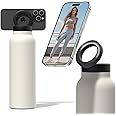 Ringo Insulated Water Bottle | Compatible MagSafe With Phone Holder | Stainless Steel Water Bottle With Magnetic Phone Tripod Mount | Hot for 12H, Cold for 24H, 360° Rotate - Ivory 32oz