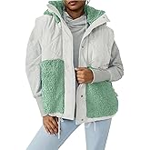 Imily Bela Womens Winter Sherpa Fleece Vest Stand Collar Button Down Sleeveless Jacket Casual Hooded Coat Outerwear