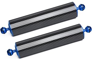 LetonPower Blue 12" Carbon Fiber Underwater Float Arm (2-Pack) - Ultralight Dual 1" Ball Buoyancy System for Diving Tray Video Lights & Strobes
