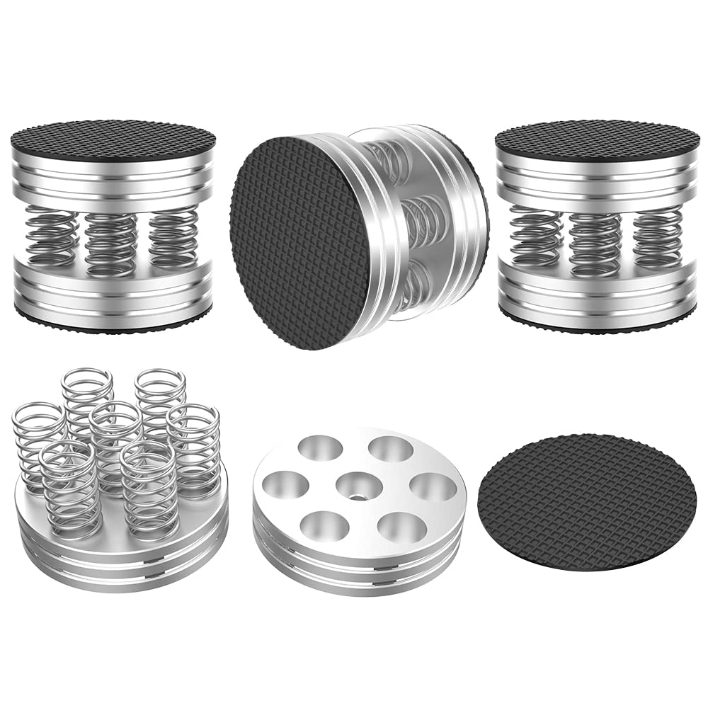 Tertullus 4 Pcs Spring Speaker Isolation Feet Turntable Feet For Hifi Devices Amplifier Turntable Dac Recorder Cd (FT4437-Silver)